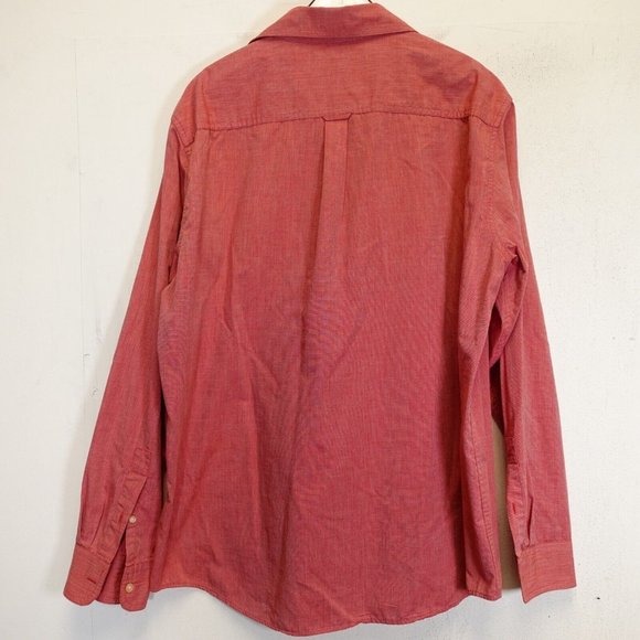 Chaps Shirt Mens Large Cotton‎ Button Down Red Long Sleeve Work Office - Picture 8 of 9